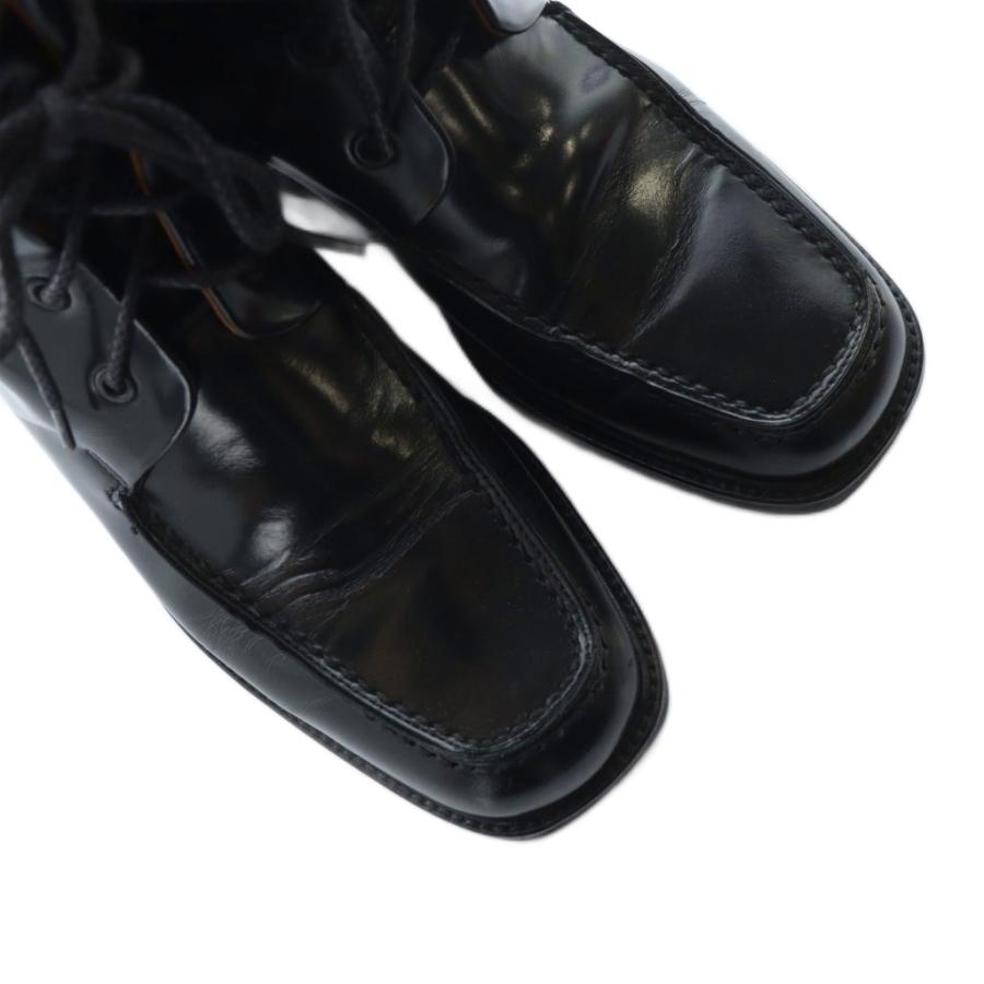 GUCCI（グッチ） ショートブーツ スクエアトゥ ロゴ レザー 36 23cm 黒