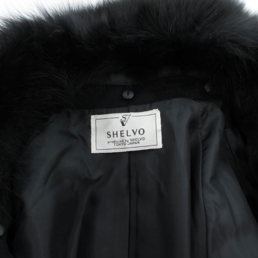 シェルボ SHELVO ファーコート フォックス 毛皮 カシミヤ×ウール 9 黒