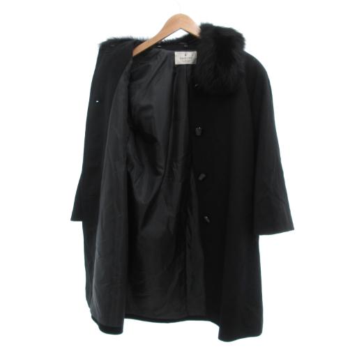 シェルボ SHELVO ファーコート フォックス 毛皮 カシミヤ×ウール 9 黒
