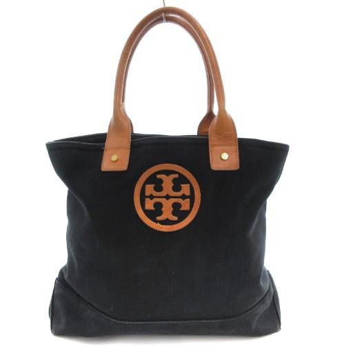 TORY BURCH（トリーバーチ） トートバッグ キャンバス ロゴ レザー 黒 