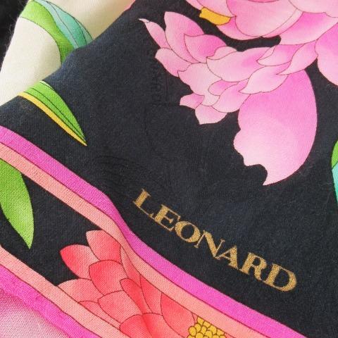 LEONARD（レオナール） スカーフ シルク 絹 スクエア ジャカード 花柄