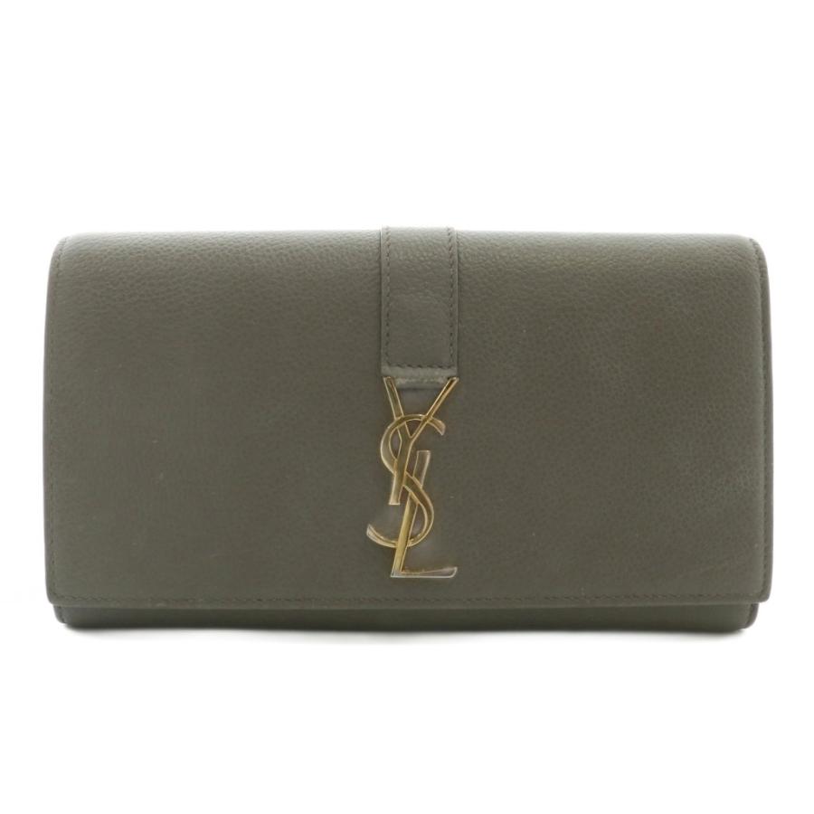 サンローランパリ 二つ折り 長財布 レザー ボタン Yロゴ ゴールド金具 サンローラン パリ SAINT LAURENT PARIS 長財布 二つ折り レザー ロゴ