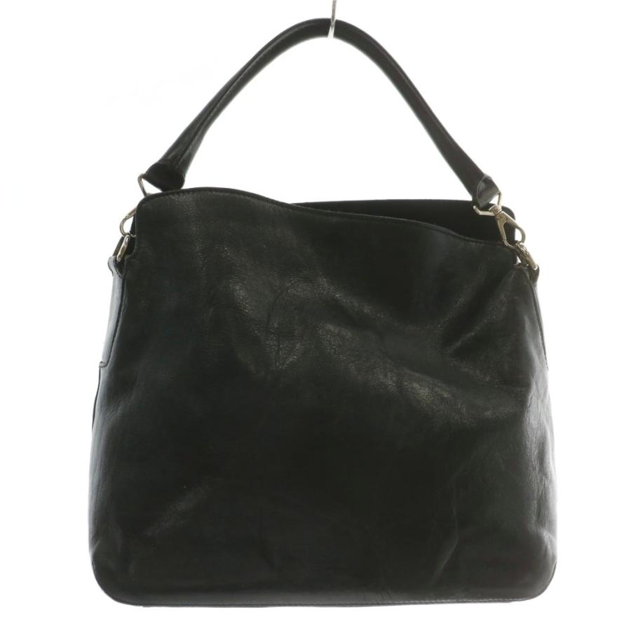 ヒロフ HIROFU ハンドバッグ トート レザー ワンハンドル ロゴ 黒