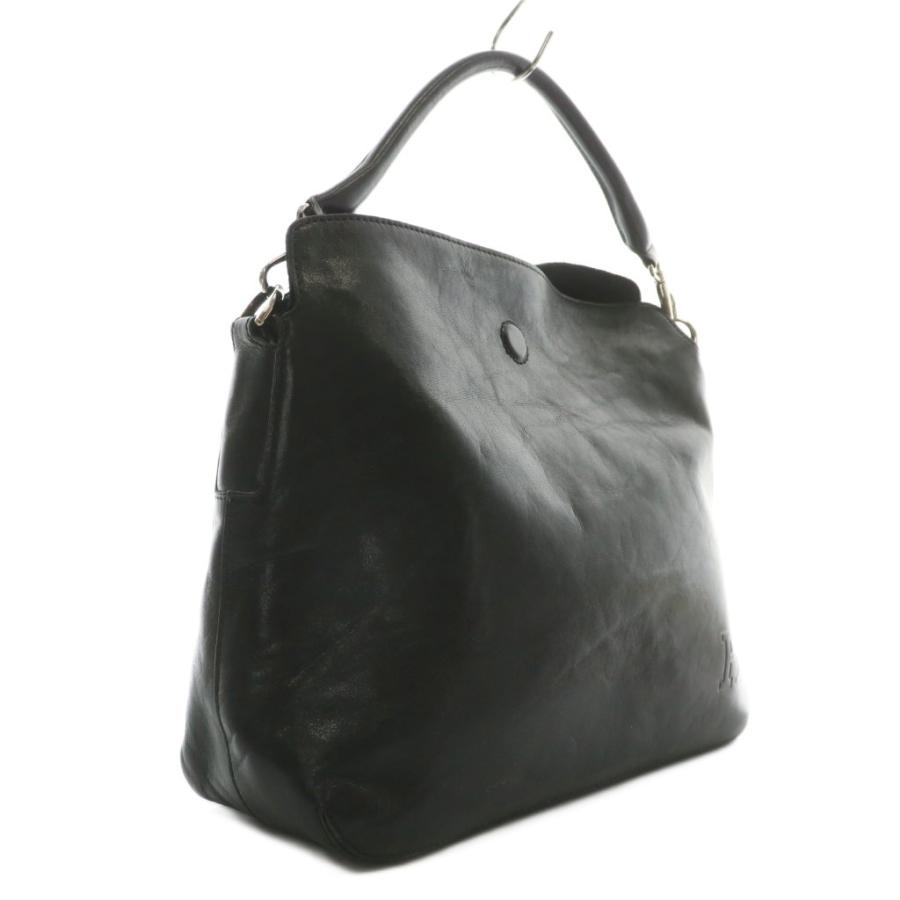 ヒロフ HIROFU ハンドバッグ トート レザー ワンハンドル ロゴ 黒