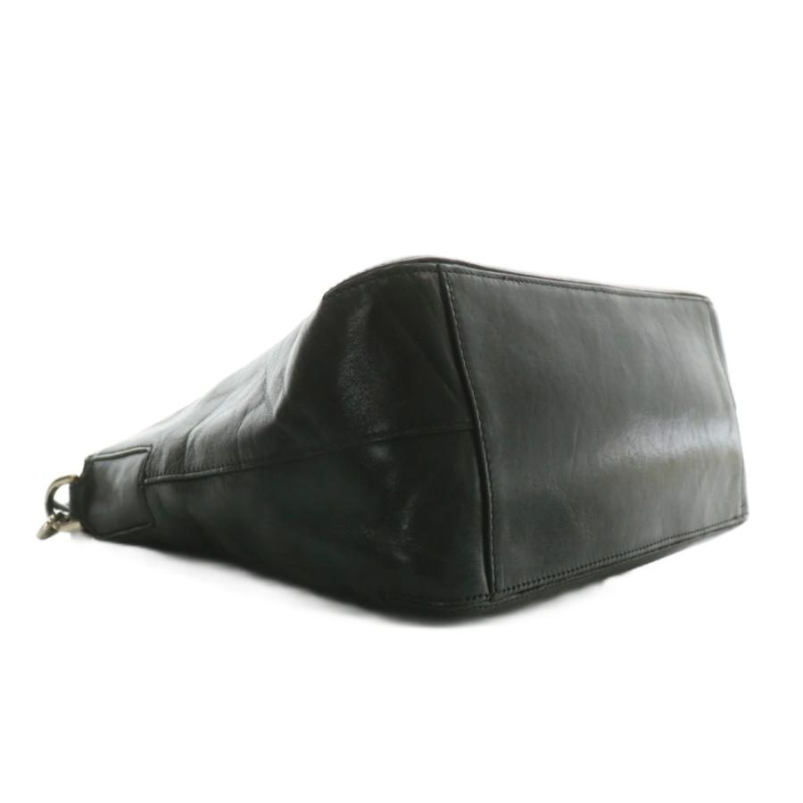 ヒロフ HIROFU ハンドバッグ トート レザー ワンハンドル ロゴ 黒