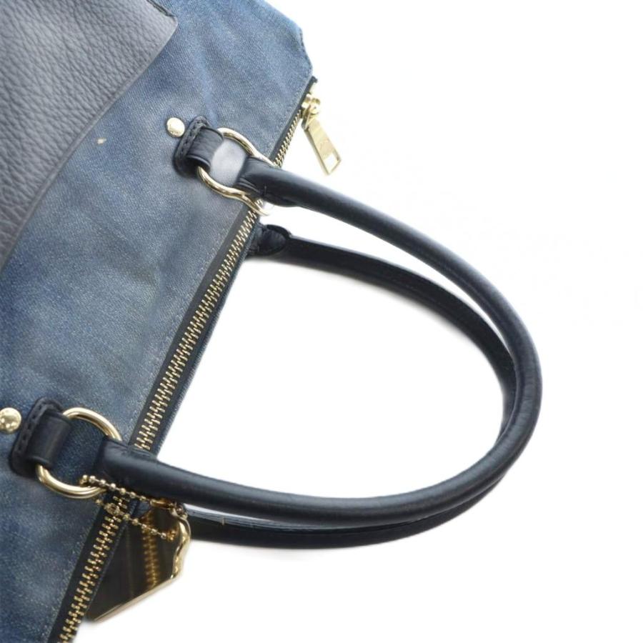 COACH（コーチ） ハンドバッグ トート デニム レザー ロゴ 青 ブルー