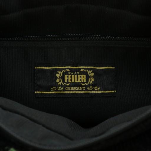 フェイラー FEILER ハンドバッグ シェニール織 花柄 総柄 ロゴ 黒