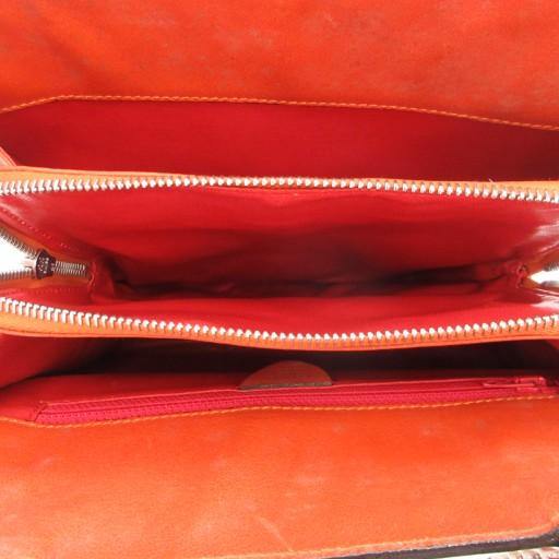 【中古】セリーヌ CELINE ハンドバッグ チェーンストラップ ロゴ レザー オレンジ /AE ■GY18 レディース CELINE（セリーヌ） ハンドバッグ チェーンストラップ ロゴ レザー