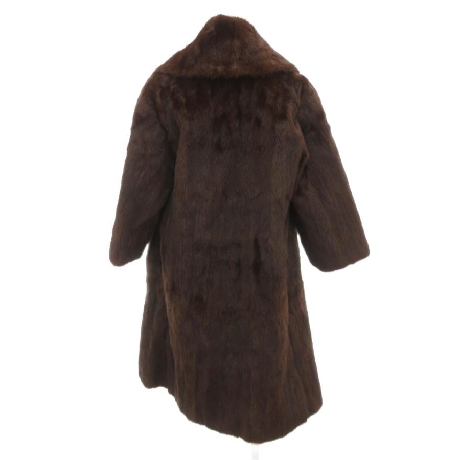 ノーブランド ファーコート 毛皮 ミンクファー ロング 茶 ブラウン /AE