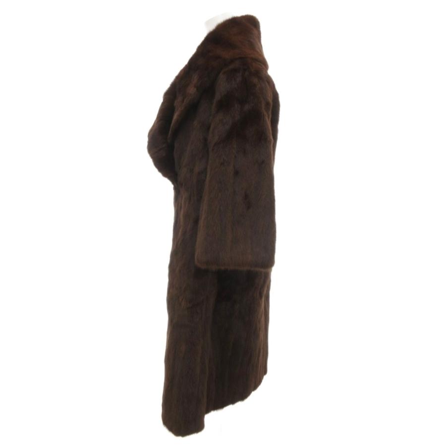 ノーブランド ファーコート 毛皮 ミンクファー ロング 茶 ブラウン /AE