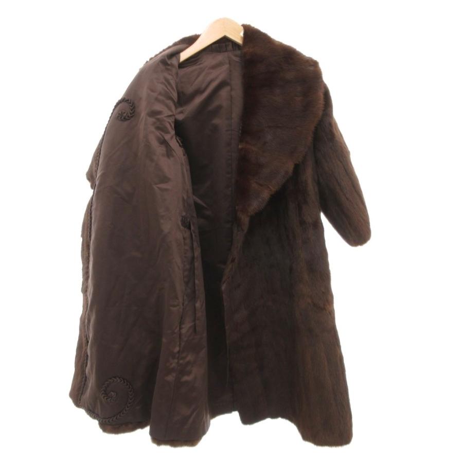 ノーブランド ファーコート 毛皮 ミンクファー ロング 茶 ブラウン /AE