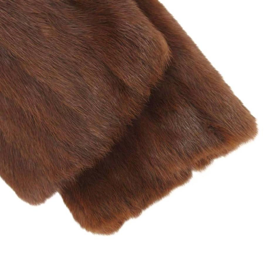 ノーブランド ファーコート 毛皮 ミンクファー ロング 茶 ブラウン /AE
