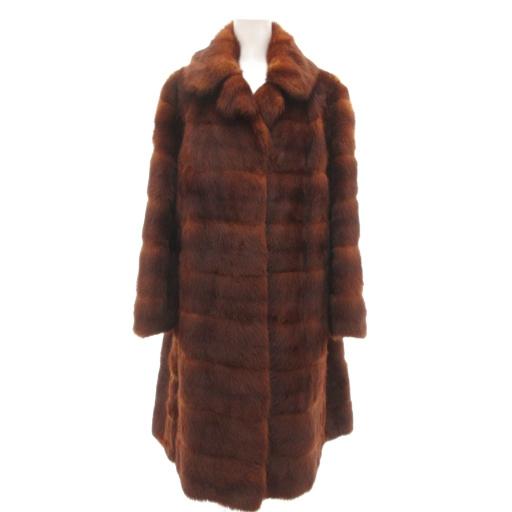 【中古】ファーコート ミンク 毛皮 ミディアム丈 茶 ブラウン /UO ■GY18 レディース ファーコート ミンク 毛皮 ミディアム丈 茶 ブラウン /UO □GY18