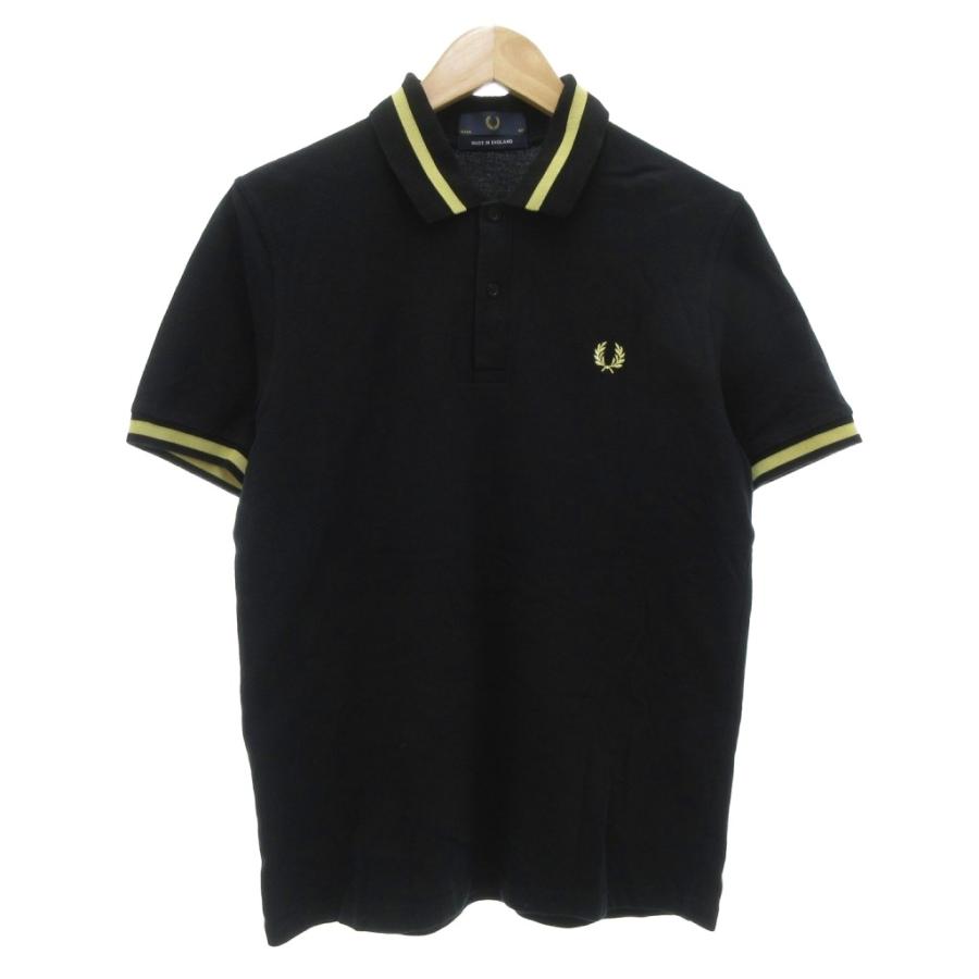 【中古】フレッドペリー FRED PERRY 美品 ポロシャツ 半袖 40 ロゴ刺繍 切替 鹿の子 紺 ネイビー /AE ■GY17 メンズ FRED PERRY（フレッドペリー） 美品 ポロシャツ 半袖 40 ロゴ刺繍 切替