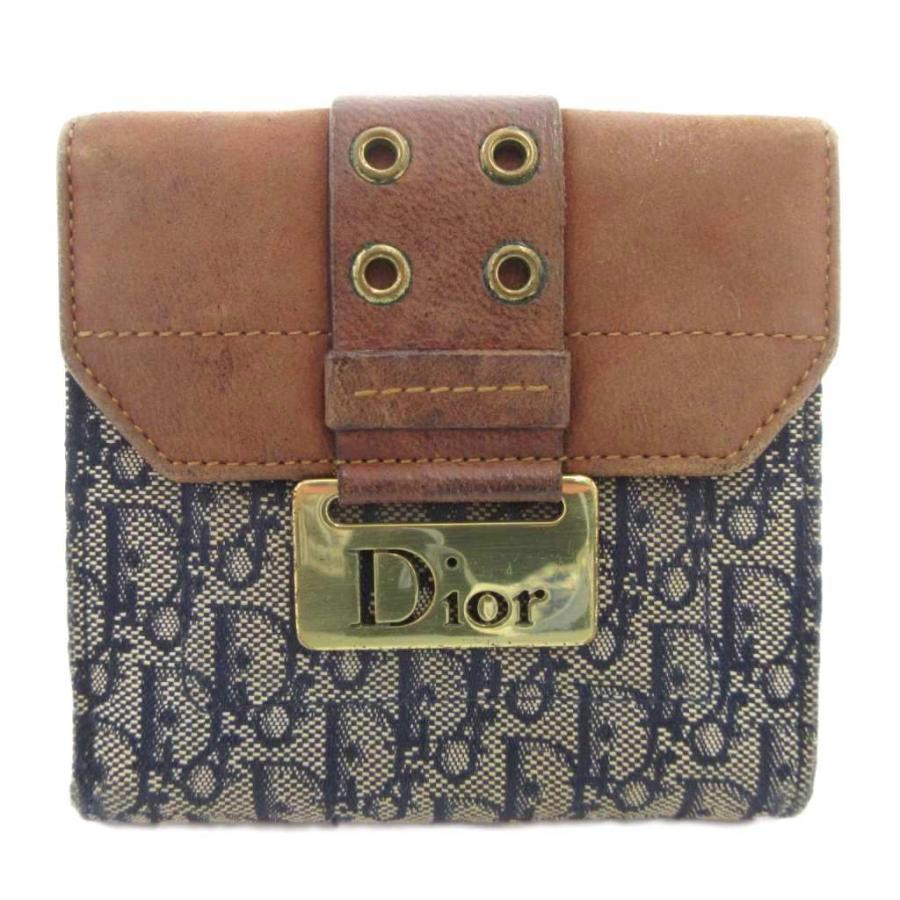 ChristianDior 正規品Wホック折り財布 トロッター キャンバス地 Christian Dior クリスチャンディオール トロッター 二つ折り財布