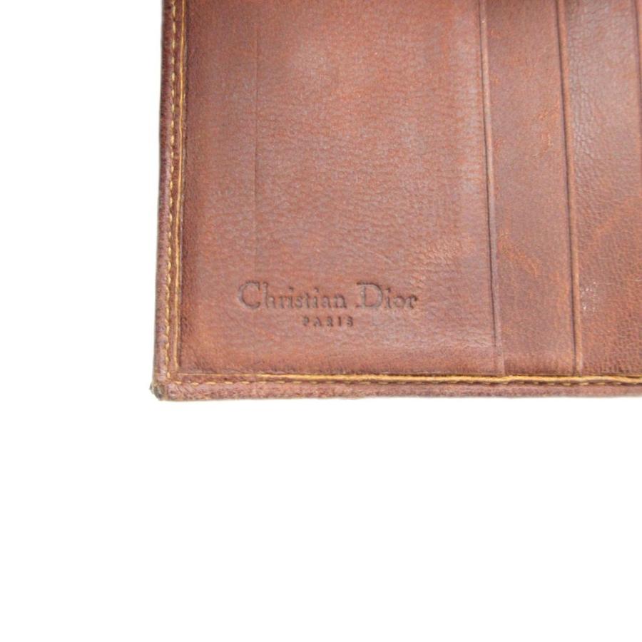 【美品】 DIOR トロッター ロゴプレート 二つ折り財布 leather Christian Dior - クリスチャンディオール トロッター柄 二つ折り財布
