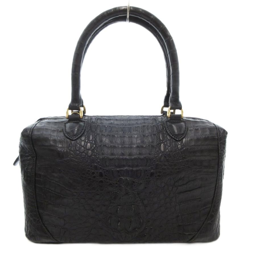 ノーブランド ボストンバッグ ハンドバッグ クロコダイル レザー ワニ