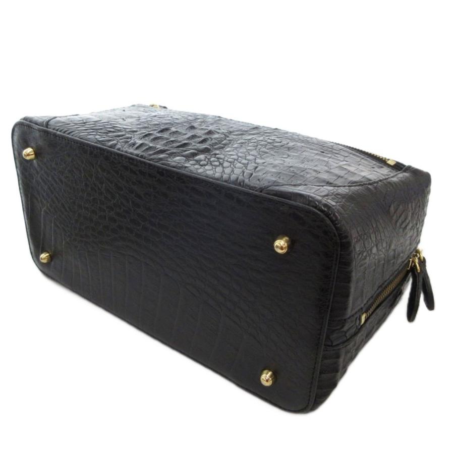 未使用級 クロコダイルレザー ハンドバッグ ミニボストン センター取り ブラック 未使用級 クロコダイルレザー ハンドバッグ ミニボストン センター取り
