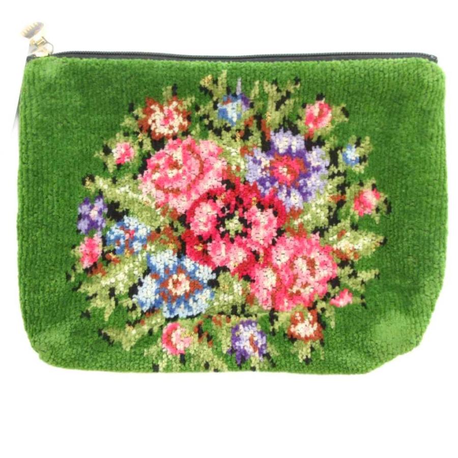 フェイラー FEILER ポーチ シェニール織 花柄 緑 グリーン /UO □GY18 