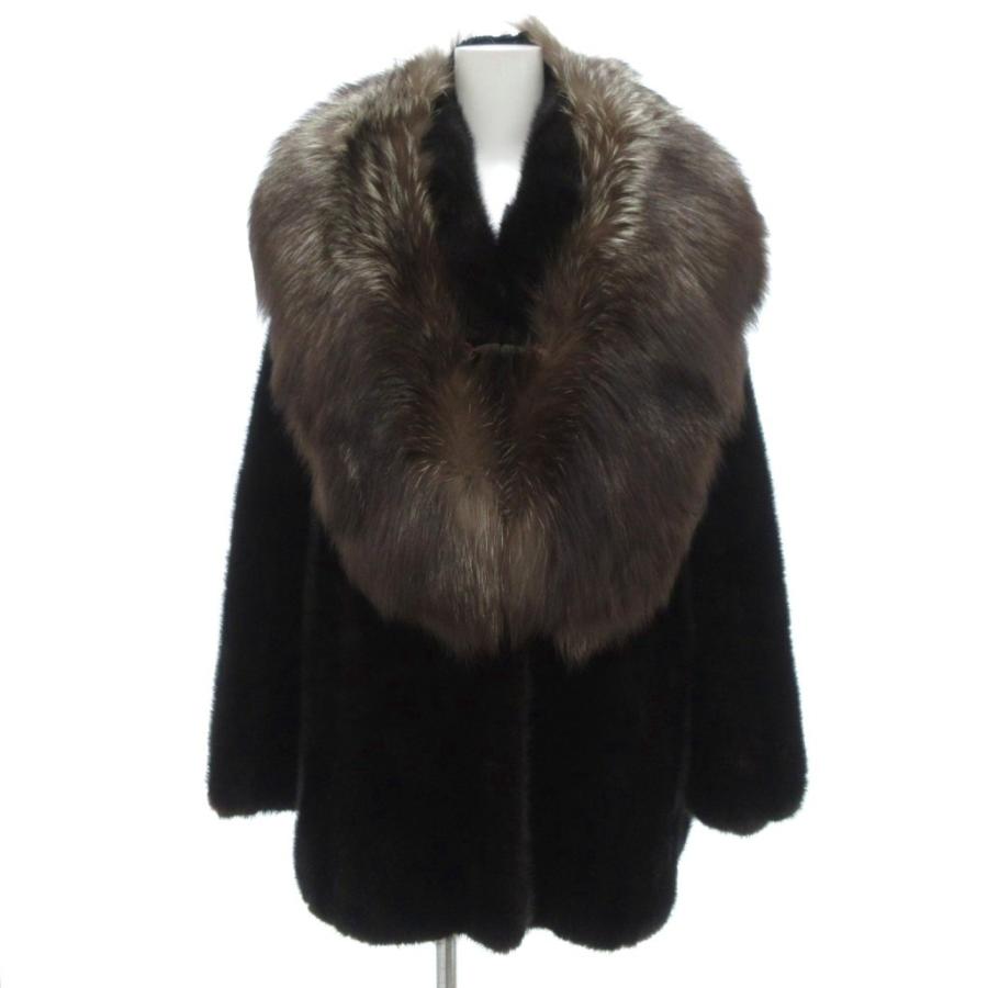 ファーコート 毛皮 ミンク ミドル ハーフ丈 フォックスティペット付き