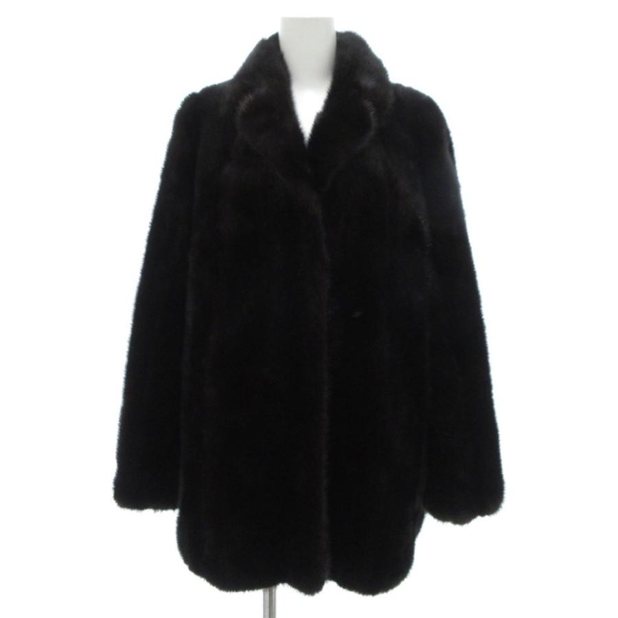 ファーコート 毛皮 ミンク ミドル ハーフ丈 フォックスティペット付き