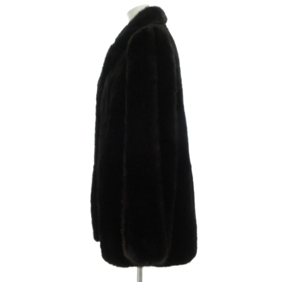 【美品】ミドル丈　ダークミンクファーコート　リアルファー　大きいサイズ ファーコート 毛皮 ミンク ミドル ハーフ丈 フォックスティペット付き