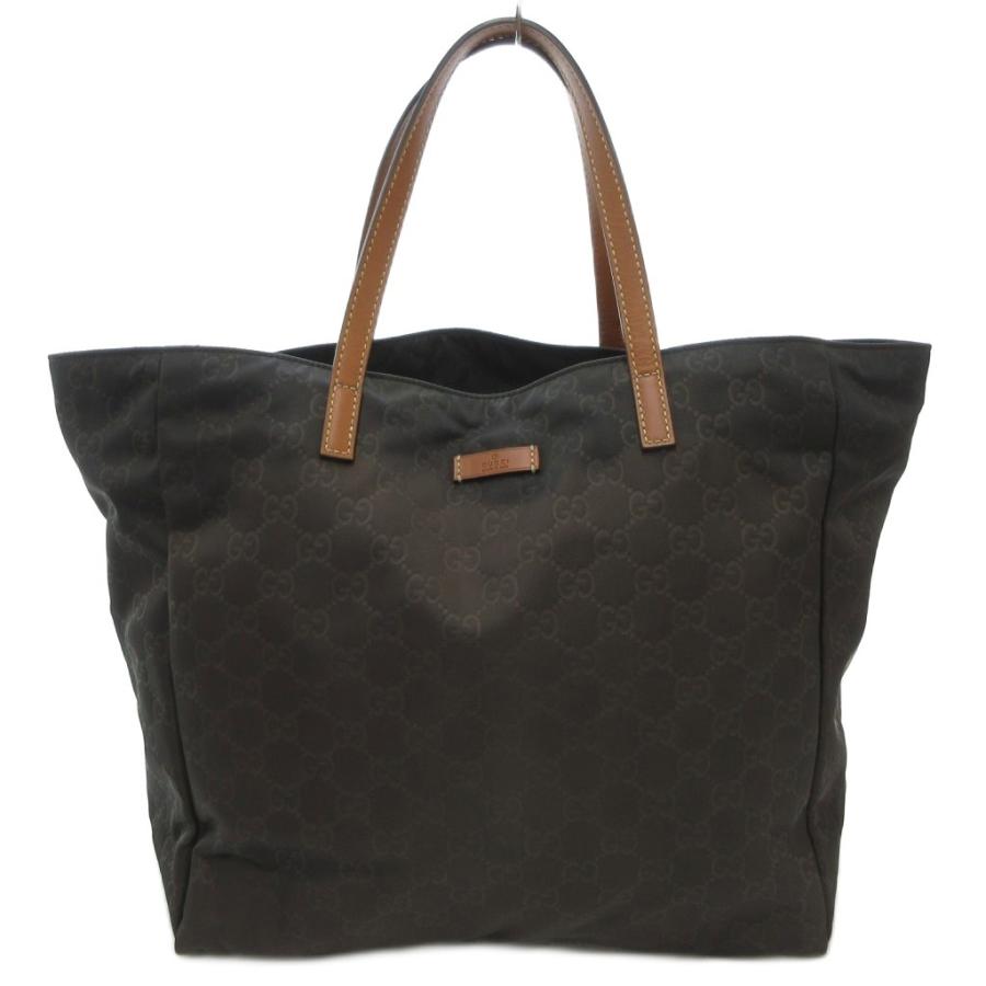 【中古】グッチ GUCCI トートバッグ GG柄 総柄 ナイロン ダークブラウン /AE ■GY18 レディース GUCCI（グッチ） トートバッグ GG柄 総柄 ナイロン ダークブラウン /AE