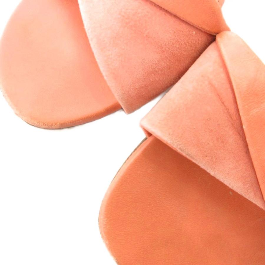 【中古】エルメス HERMES セパレートサンダル フラット ストラップ レザー スエード 37.5 サーモンピンク /GV HERMES（エルメス） セパレートサンダル フラット ストラップ レザー