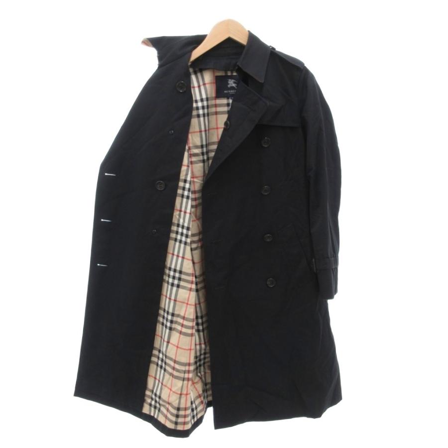 【中古】バーバリー ロンドン BURBERRY LONDON トレンチコート 38 裏地ノバチェック エポレット ミドル ハーフ丈 紺 バーバリー ロンドン BURBERRY LONDON トレンチコート 38 裏地ノバ