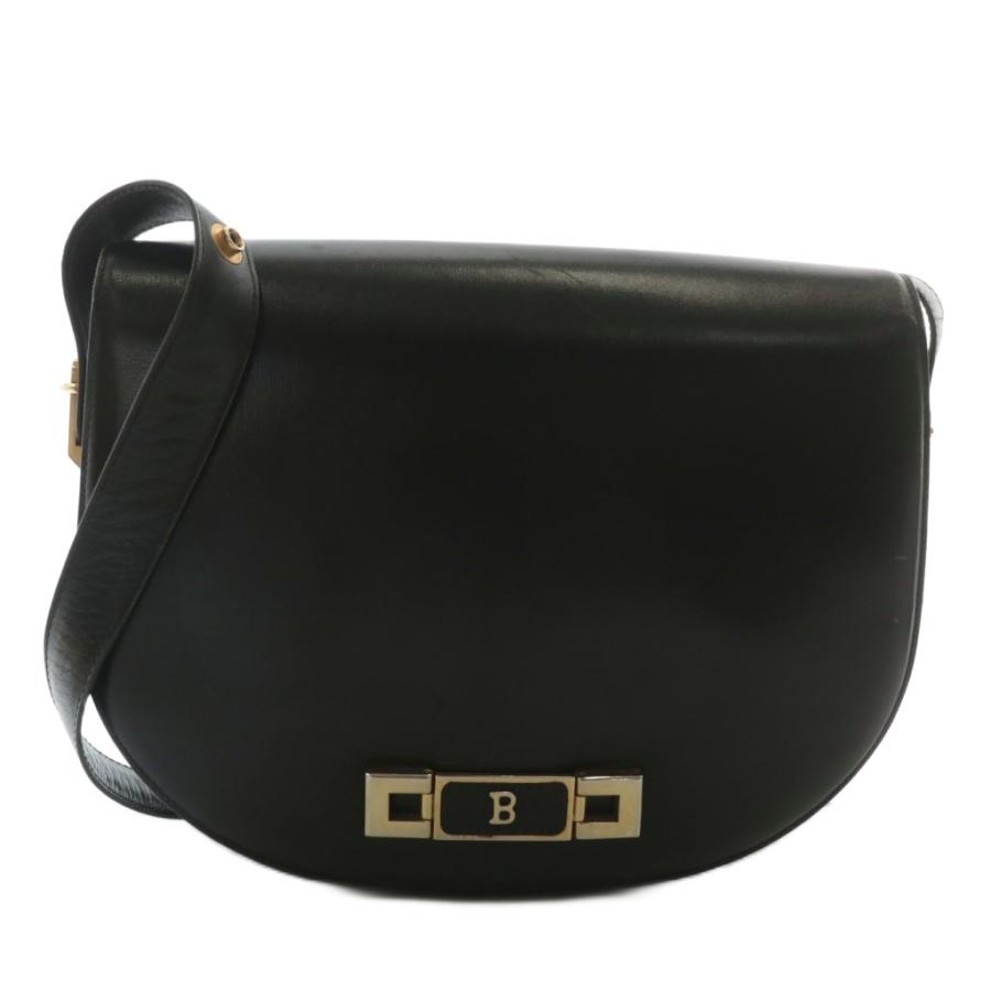 美品BALLYバリー　ショルダーバッグ　カーフレザー　Bロゴ　ゴールド金具 Bally（バリー） ショルダーバッグ レザー フラップ ロゴ ゴールド金具