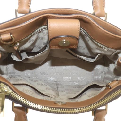 【中古】MICHAEL KORS KELLEN ハンドバッグ PVC レザー MKシグネチャー 総柄 スタッズ ロゴ 茶色 35T7GK9S0B マイケルコース MICHAEL KORS KELLEN ハンドバッグ PVC レザー MK