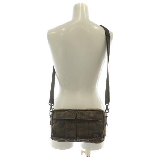 【中古】ポーター 吉田カバン 70周年記念モデル LOVE&PEACE ショルダーバッグ キャンバス 迷彩柄 カモフラ 総柄 茶色 PORTER ポーター 吉田カバン 70周年記念モデル LOVE&PEACE ショルダー