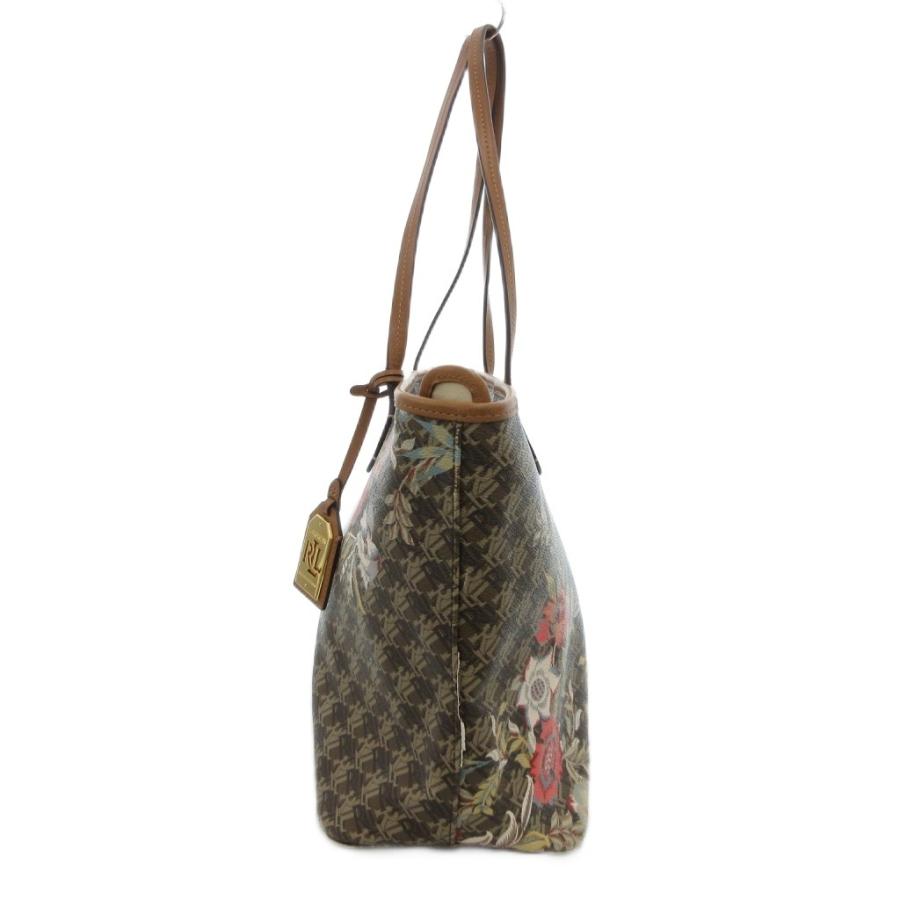 ローレンラルフローレン LAUREN RALPH トートバッグ 花柄 PVC 総柄 茶