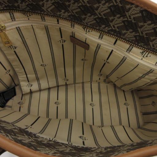 ローレンラルフローレン LAUREN RALPH トートバッグ 花柄 PVC 総柄 茶