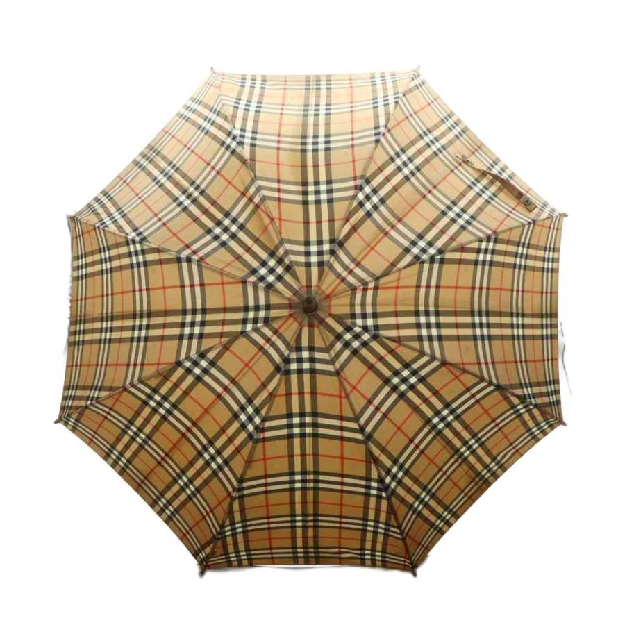 Burberrys チェック柄 長傘 バーバリーズ Burberrys 雨傘 長傘 チェック柄 ノバチェック ロゴ 茶