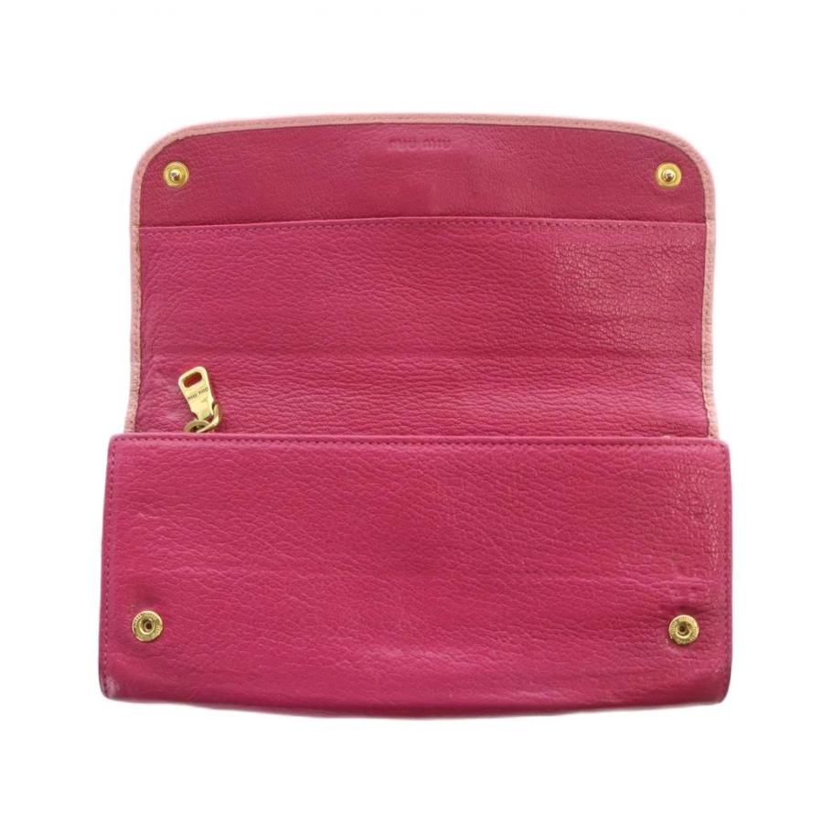 miu miu（ミュウミュウ） 長財布 ウォレット レザー ロゴ ピンク 