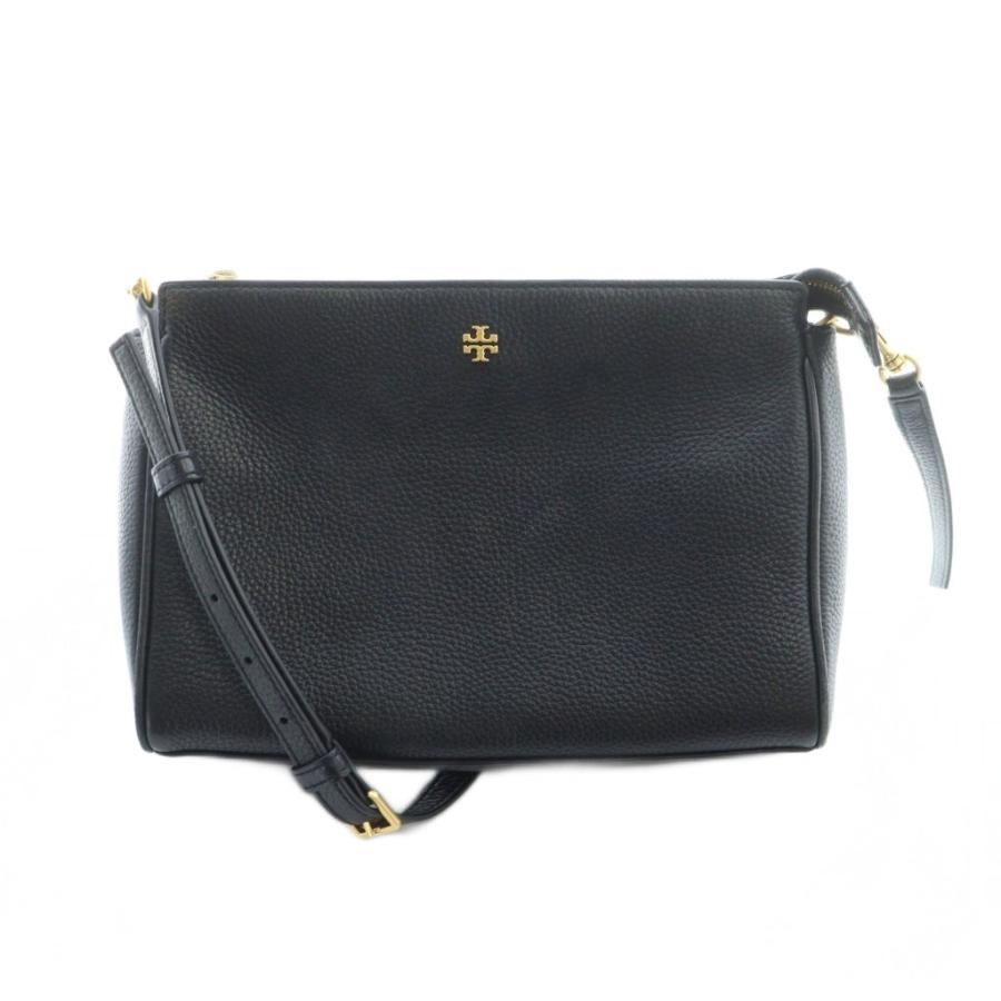 【中古】トリーバーチ TORY BURCH ショルダーバッグ 斜めがけ レザー ダブルTロゴ 黒 ブラック ■GY11 /MQ TORY BURCH（トリーバーチ） ショルダーバッグ 斜めがけ レザー ダブル