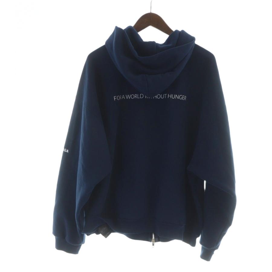 BALENCIAGA ネイビー フード付きパーカー 中古・古着通販】BALENCIAGA (バレンシアガ) WFP ジップアップパーカー