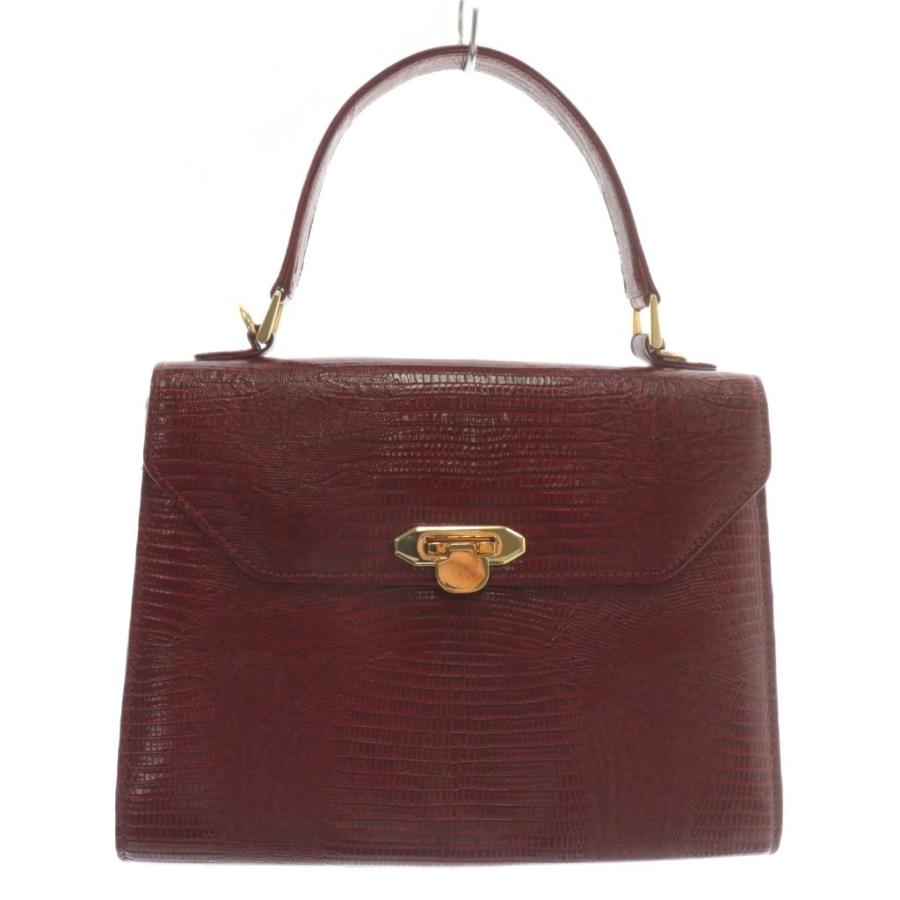 ノーブランド ハンドバッグ ショルダー 2WAY リザード レザー ゴールド