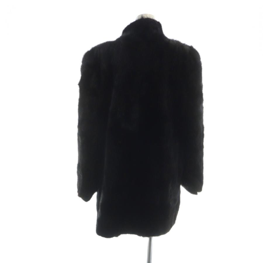 ノーブランド品 毛皮コート ブラックミンクファー 長袖 総裏地 ミドル