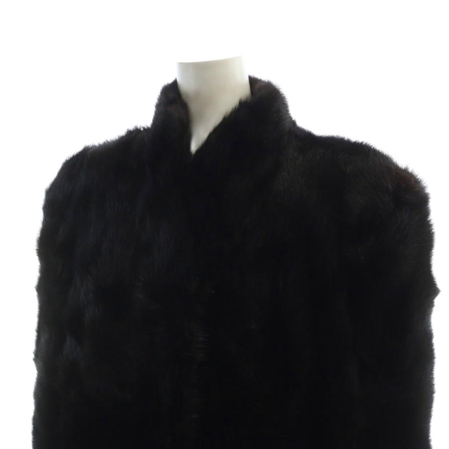 ノーブランド品 毛皮コート ブラックミンクファー 長袖 総裏地 ミドル