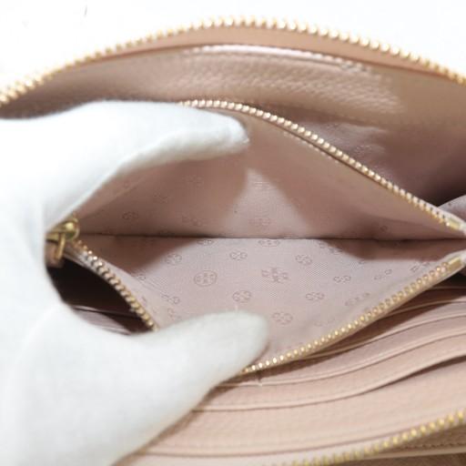 【中古】トリーバーチ TORY BURCH マリオン フラット ショルダーウォレット レザー ロゴ ステッチ ピンク TORY BURCH（トリーバーチ） マリオン フラット ショルダーウォレット