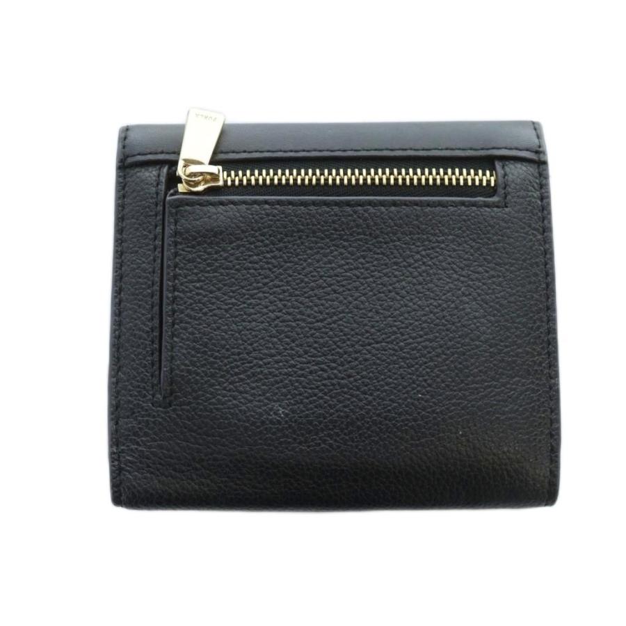 【美品】フルラ 二つ折り財布 メトロポリス FURLA（フルラ） メトロポリス 二つ折り 財布 ウォレット レザー 黒