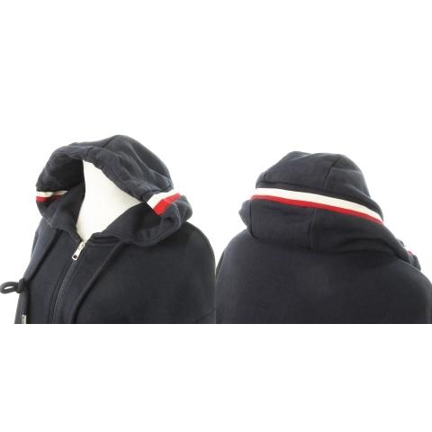 【中古】モンクレール MONCLER スウェットジップアップパーカー 長袖 裏毛 ライン ロゴ L 紺 ネイビー MONCLER（モンクレール） スウェットジップアップパーカー 長袖 裏毛