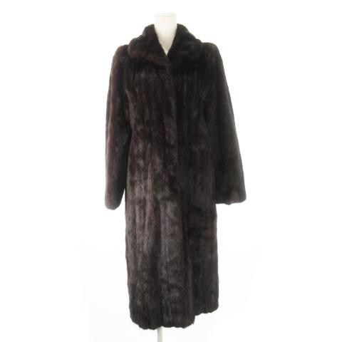 【中古】エンバ EMBA ダークミンク ファー コート 毛皮 ロング 大きいサイズ 13 焦げ茶 ダークブラウン  レディース エンバ EMBA ダークミンク ファー コート 毛皮 ロング 大きいサイズ 13