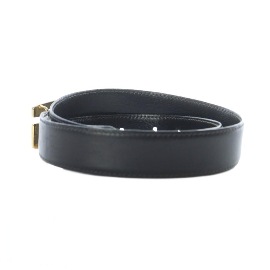 GUCCI（グッチ） ベルト Gロゴ バックル レザー ゴールド金具 75-30 黒