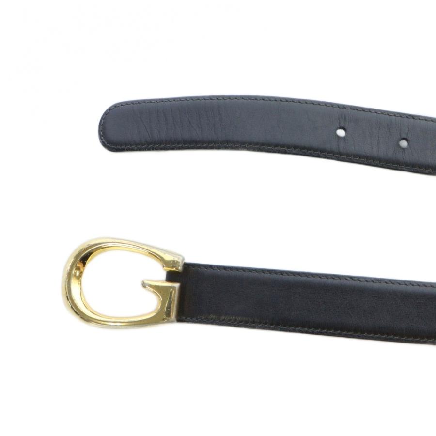 GUCCI（グッチ） ベルト Gロゴ バックル レザー ゴールド金具 75-30 黒