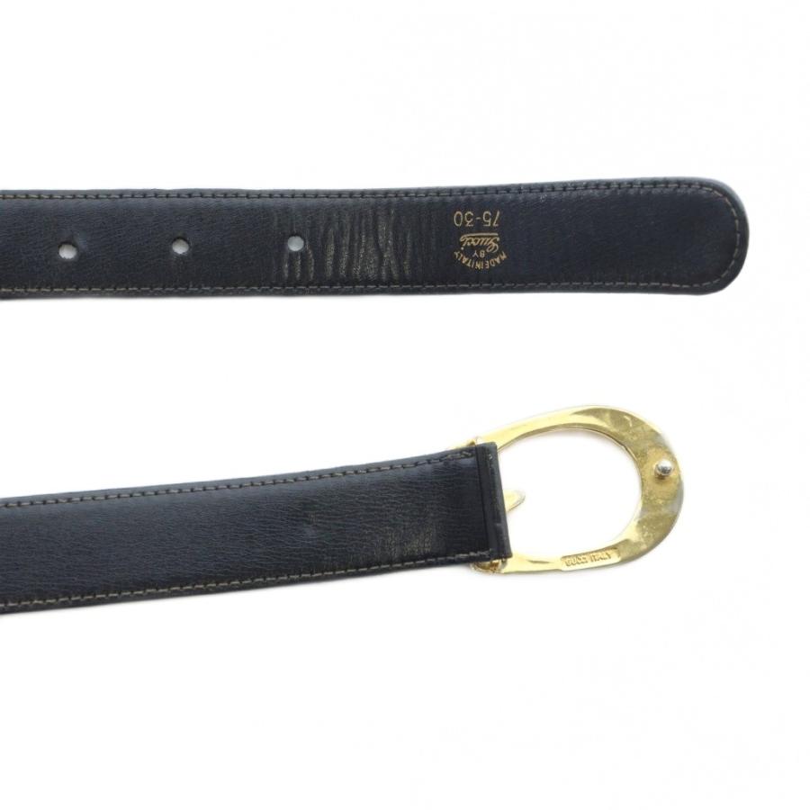 GUCCI✨レザー GGロゴ ゴールド金具ベルト 黒 レディース ブラック GUCCI（グッチ） ベルト Gロゴ バックル レザー ゴールド金具 75-30 黒