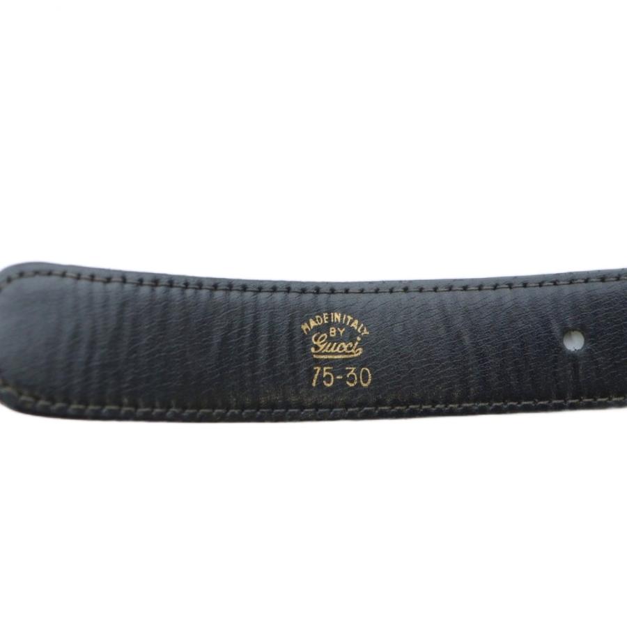 GUCCI（グッチ） ベルト Gロゴ バックル レザー ゴールド金具 75-30 黒