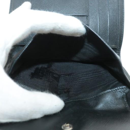 PRADA（プラダ） 財布 三つ折り ナイロン レザー 三角ロゴプレート 黒